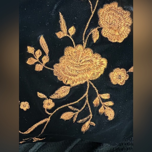 Arianna by Rachel Kaye Y2K Velvet Floral Embroidered High Slit Shaw Gown Size 14 - Picture 9 of 15